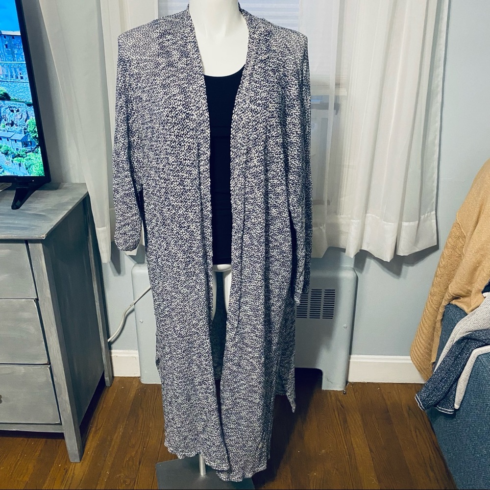 Long Navy Marled duster